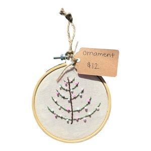 Handcrafted Holiday Ornament with Embroidered Tree